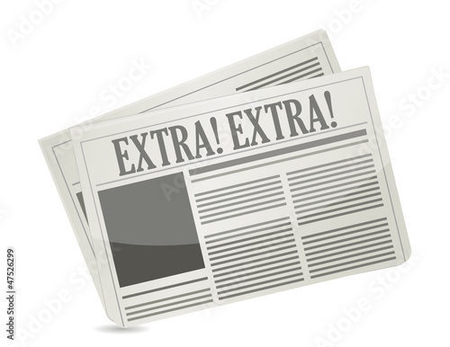 Illustration: newspapers showing extra extra message newspapers showing extra extra message