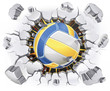 Volleyball and Old Plaster wall damage. Vector illustration
