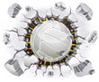 Volleyball and Old Plaster wall damage. Vector illustration