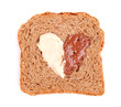 Cream heart on the bread slice