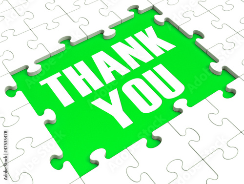 Illustration: Thank You Puzzle Showing Thankfulness Thank You Puzzle Showing Thankfulness