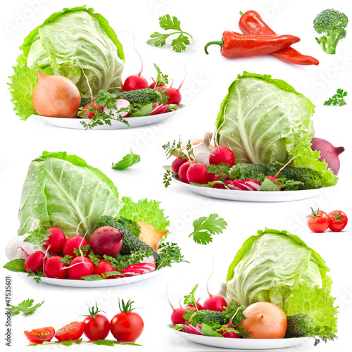 Photo: Set of vegetables isolated on white background Set of vegetables isolated on white background
