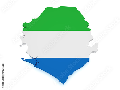Illustration: Sierra Leone Map 3d Shape Sierra Leone Map 3d Shape