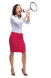 Woman shouting through megaphone