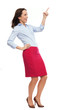 Business woman pointing up