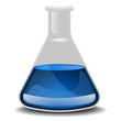 Vektor: glass flask with blue liquid glass flask with blue liquid