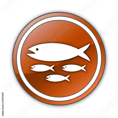 Illustration: Orange Glossy Button "Fish Hatchery" Orange Glossy Button "Fish Hatchery"