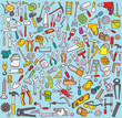 Vektor: Tools Collection: hand drawn illustrations of tool icons Tools Collection: hand drawn illustrations of tool icons