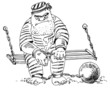 Prison inmate, vector illustration, hand-drawn