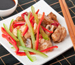 Stir fry chicken with sweet peppers and mushrooms 