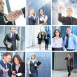 A collage of business images with young people working