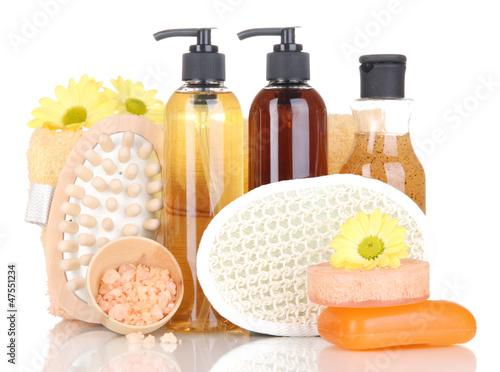 Photo: Set for care of a body isolated on white Set for care of a body isolated on white