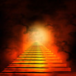 Staircase leading to heaven or hell. Light at the End of the Tun