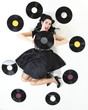 Pin-up girl style retro woman analogue record