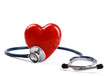 Red heart and a stethoscope, isolated on white background