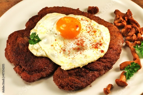 Photo: Schnitzel mit Setzei und Pilzen Schnitzel mit Setzei und Pilzen