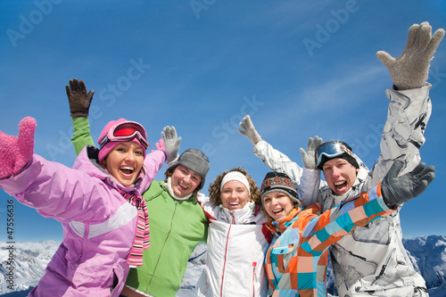 Photo: friends in winter resort friends in winter resort