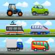 transport icons on the road