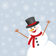 The snowman rejoices to a holiday.