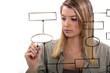 Woman drawing flow-chart