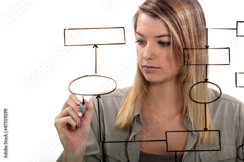 Photo: Woman drawing flow-chart Woman drawing flow-chart