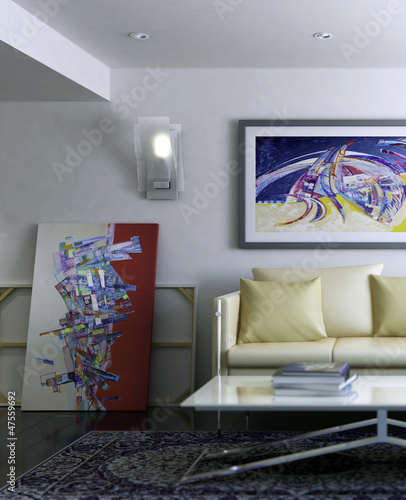 Illustration: Modern Room with Artwork III (focused) Modern Room with Artwork III (focused)