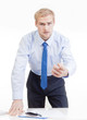 angry boss behind desk