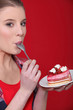 woman eating cake