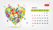 Vector calendar 2013, march. Art heart design