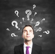 businessman with questions