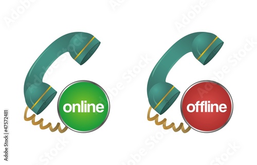 Vector: online, offline, chat, support, help telephone icon online, offline, chat, support, help telephone icon