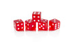 Red dice on white isolated background