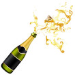 Vector: Illustration of explosion of champagne bottle cork Illustration of explosion of champagne bottle cork