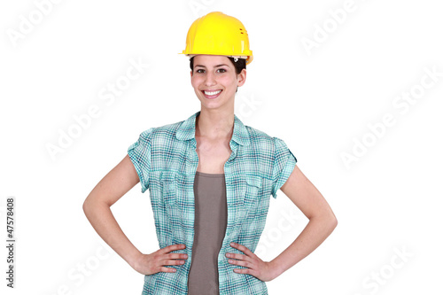 Photo: Confident female builder Confident female builder