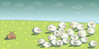 Flock of Sheep and Sheepdog