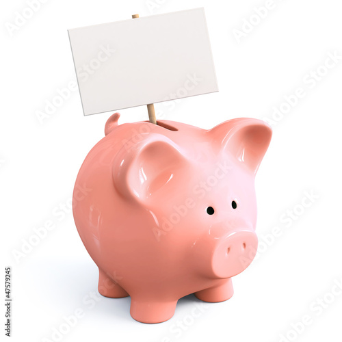 Illustration: Piggy bank with signboard Piggy bank with signboard
