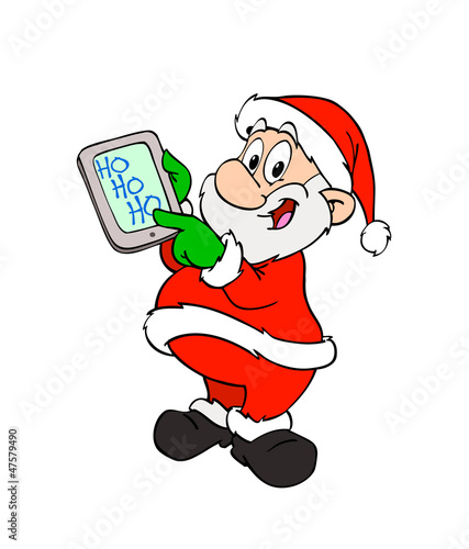 Illustration: Santa Claus With Tablet Santa Claus With Tablet