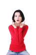 Stressed woman is going crazy in frustration.