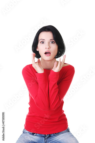 Photo: Stressed woman is going crazy in frustration. Stressed woman is going crazy in frustration.
