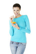 Young woman drinking orange juice