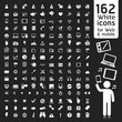 162 White Icons for Web, Applications and Tablet Mobile. Vector