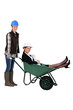 An architect getting a wheelbarrow ride.
