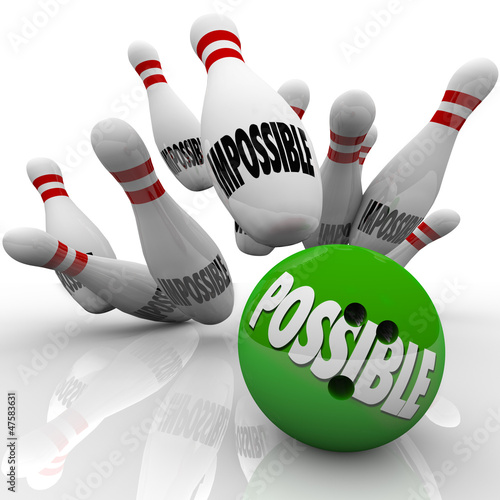 Illustration: Possible Bowling Ball Strike Impossible Pins Achieving Goal Possible Bowling Ball Strike Impossible Pins Achieving Goal
