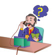 Man Using an Old Telephone, illustration