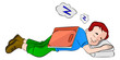 Boy Falling Asleep While Studying, illustration
