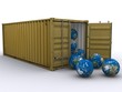 See Container mit Weltkugeln