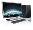 Vektor: Desktop computer world globe Desktop computer world globe