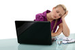 Employee falling asleep at her desk
