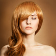 Beauty Portrait. Curly Long  Hair