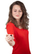 Young woman drawing on wihteboard